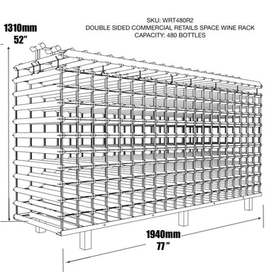 KingsBottle 77" Wide Double Sided Commercial Retail Space Wine Rack-Freedom Room