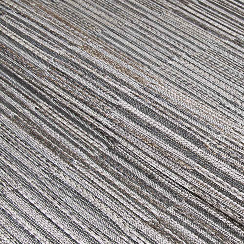 A detailed view of the Couristan Cape Indoor/Outdoor Rug - Fayston/Silver-Charcoal highlights its tightly woven, striped texture in neutral tones