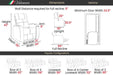 A diagram outlines the dimensions of the Valencia Verona Home Theater Seating, requiring minimal space for full reclining