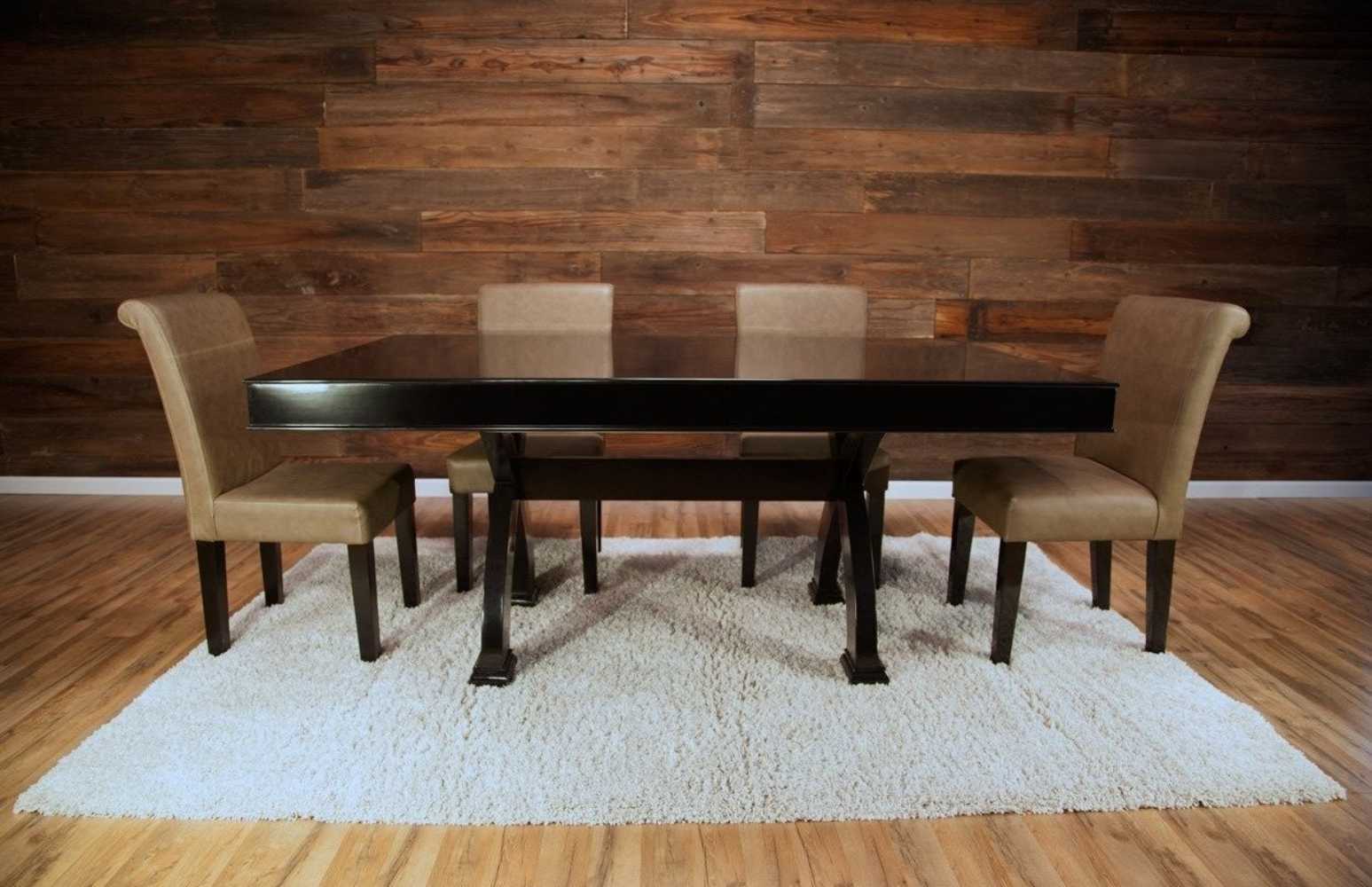 A dining room setting with four Coffee BBO Poker Tables Premium Lounge Chairs (Set of 2) around a rectangular wooden table