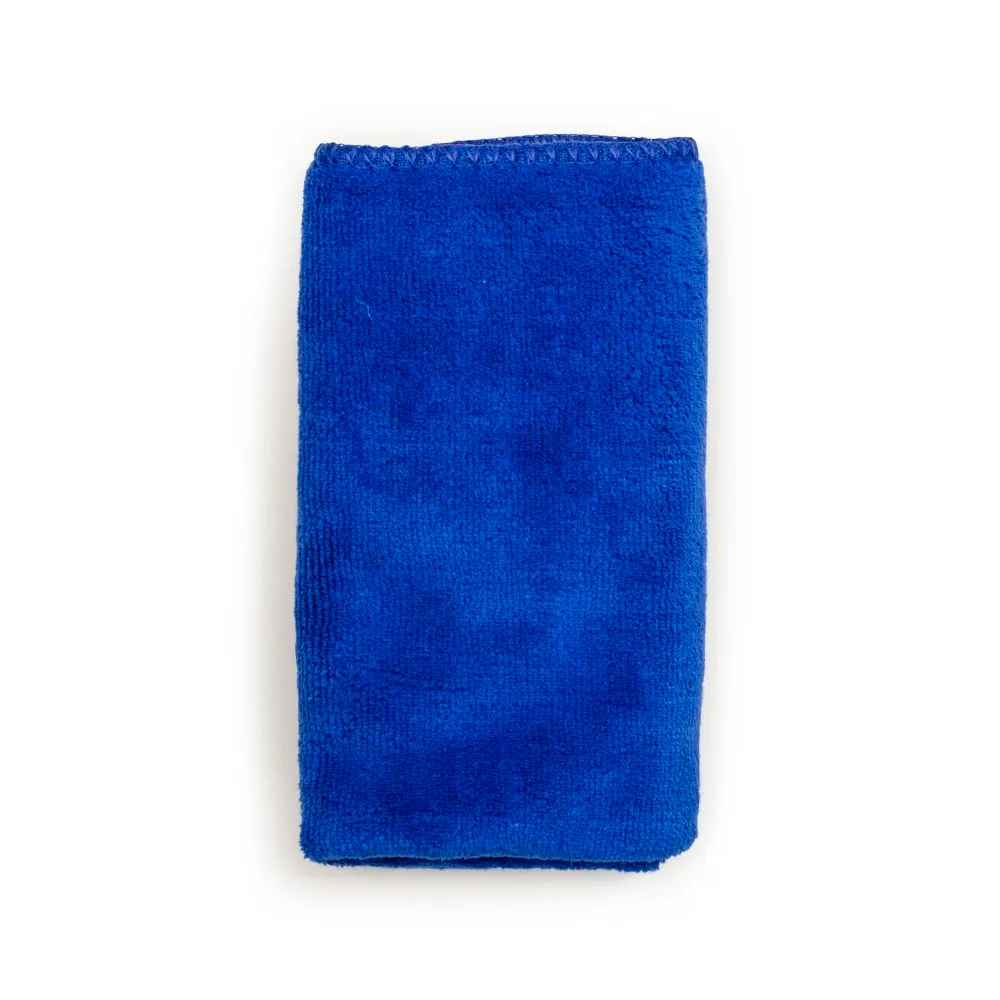 A flat, unfolded blue microfiber cloth from the Crosley 5-in-1 Record Cleaning Kit is displayed