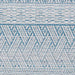 A flat view of the Couristan Cape Indoor/Outdoor Rug - Gables/Surf presents its repeating geometric motifs in calming surf blue tones with ivory highlights
