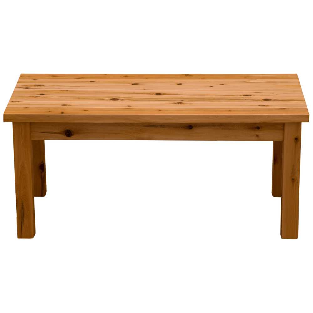 A front-facing view of the Fireside Lodge Voyageur Cedar Coffee Table - 48 x 24 - Natural - Standard