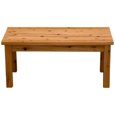 A front-facing view of the Fireside Lodge Voyageur Cedar Coffee Table - 48 x 24 - Natural - Standard