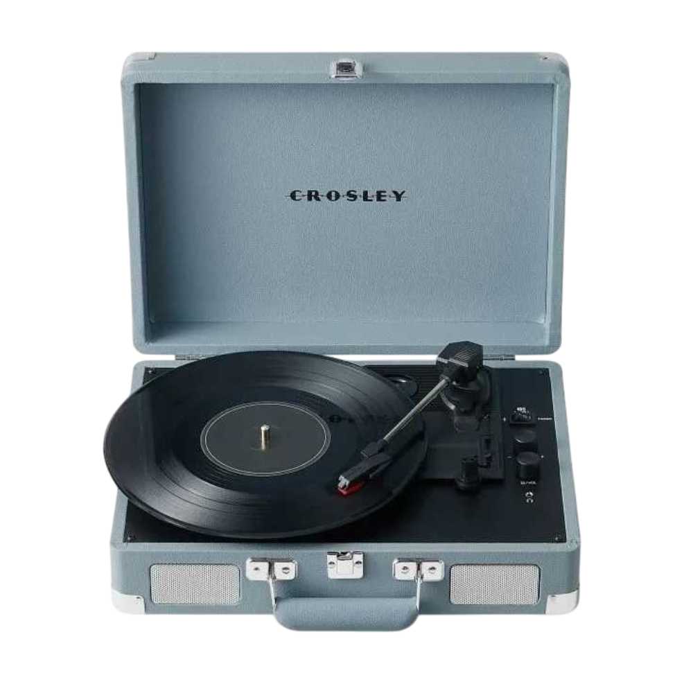 A front view of the Crosley Cruiser Plus Portable Turntable with Bluetooth InOut - Tourmaline