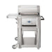 A front view of the Memphis Grills Elevate™ 30 Freestanding Pellet Grill, showing its modern stainless steel construction, digital temperature control, and sturdy wheels