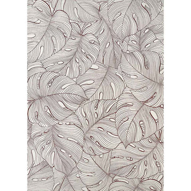 A full overhead view of the Couristan Castille Indoor/Outdoor Rug - Palma/Rouge showcases its complete leaf motif in red and white tones