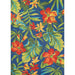 A full overhead view of the Couristan Covington Indoor/Outdoor Rug - Tropical Orchid/Azure-Forest Green-Red shows its colorful, layered floral pattern