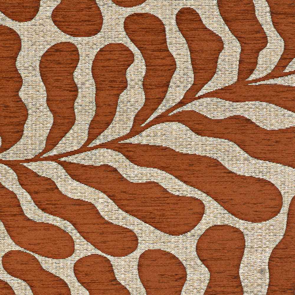 A full section of the Couristan Castille Indoor/Outdoor Rug - Fiore/Terra-Cotta shows its symmetrical design with branching organic shapes