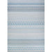 A full top-down shot of the Couristan Cape Indoor/Outdoor Rug - Gables/Surf reveals its symmetrical horizontal pattern bands in various weaves and shapes