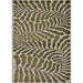 A full top-down shot of the Couristan Castille Indoor/Outdoor Rug - Fiore/Tea Leaf displays its large, bold, fern-like design in two-tone coloring