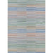 A full top-down view of the Couristan Cape Indoor/Outdoor Rug - Shoreham/Ivory-Multi shows its symmetrical design in multicolored stripes