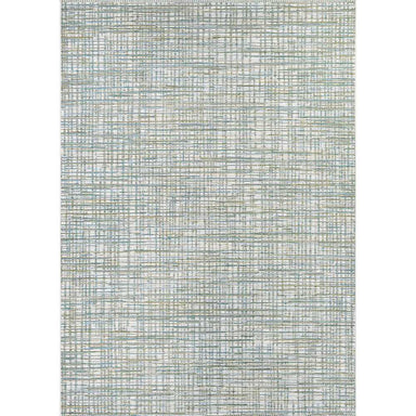 A full view of the Couristan Cape Indoor/Outdoor Rug - Falmouth/Ivory-Hunter reveals a uniform, abstract striped pattern with subtle color variations