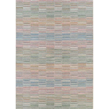 A full view of the Couristan Cape Indoor/Outdoor Rug - Fayston/Multi shows its balanced checkerboard-like layout in soft, multicolor tones