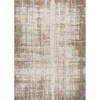 A full view of the Couristan Charm Indoor/Outdoor Rug - Tiverton/Sand-Ivory displays its soft, muted grid-like pattern in earthy and ivory hues