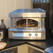 Alfresco Grills 30 Pizza Oven Plus - Countertop Model is in action, with a delicious pizza cooking inside its open double doors