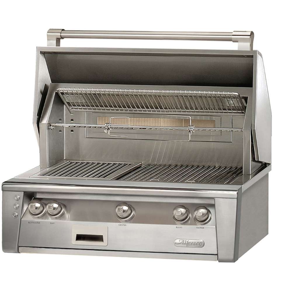 Alfresco Grills 36″ Luxury Grill Built-In with its lid open