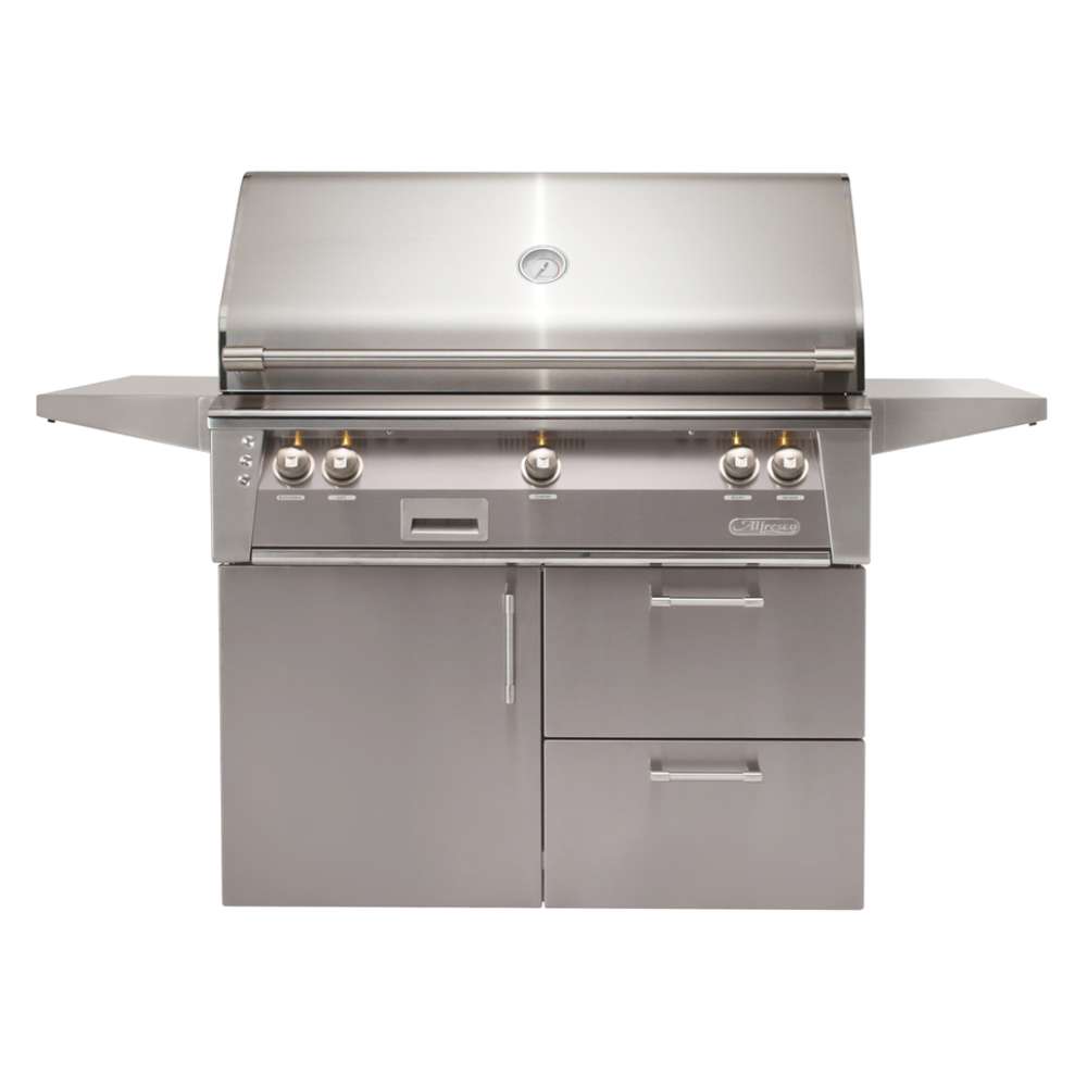 Alfresco Grills 42 Luxury Grill Refrigerated Cart Model in Signal Grey