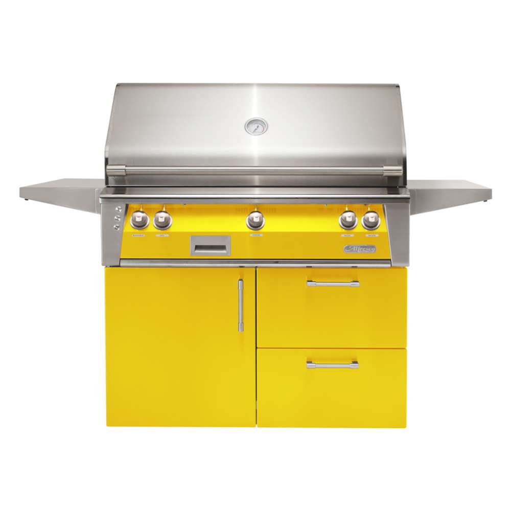 Alfresco Grills 42 Luxury Grill Refrigerated Cart Model in Traffic Yellow