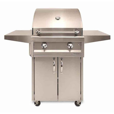 Alfresco Grills American Eagle 26” Cart Grill, 2 Burner, showing its side shelves