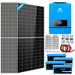 All-in-one system view of the Sun Gold Power Complete 8000W 48V 120V/240V 10.24KWH Lithium Battery 5400W Solar Panel Off-Grid Solar Kit including inverter, batteries, solar panels, cables, and accessories