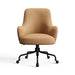 Amber Linen Linen Weave Crate & Barrel Bellevue Upholstered Office Chair in warm amber fabric with a curved back padded arms and rolling black base