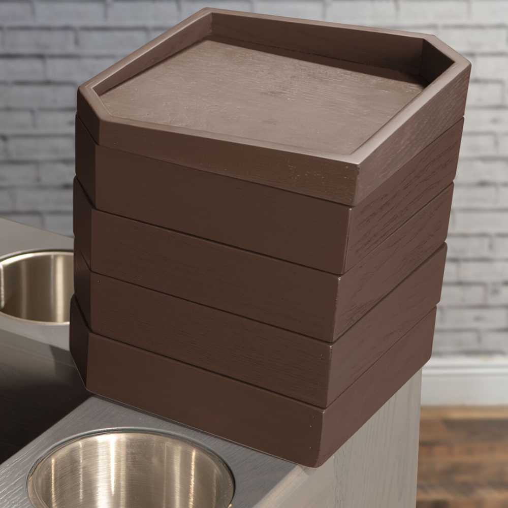 American walnut stackable trays included in the Game Theory Tables Fundamentals Pack - Dice Tower, Tiered Tray, & Divider