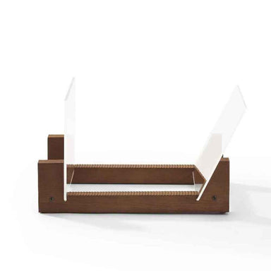 A minimalist design defines the Crosley Record Storage Display Stand - Natural, using grooves and acrylic panels for record stability