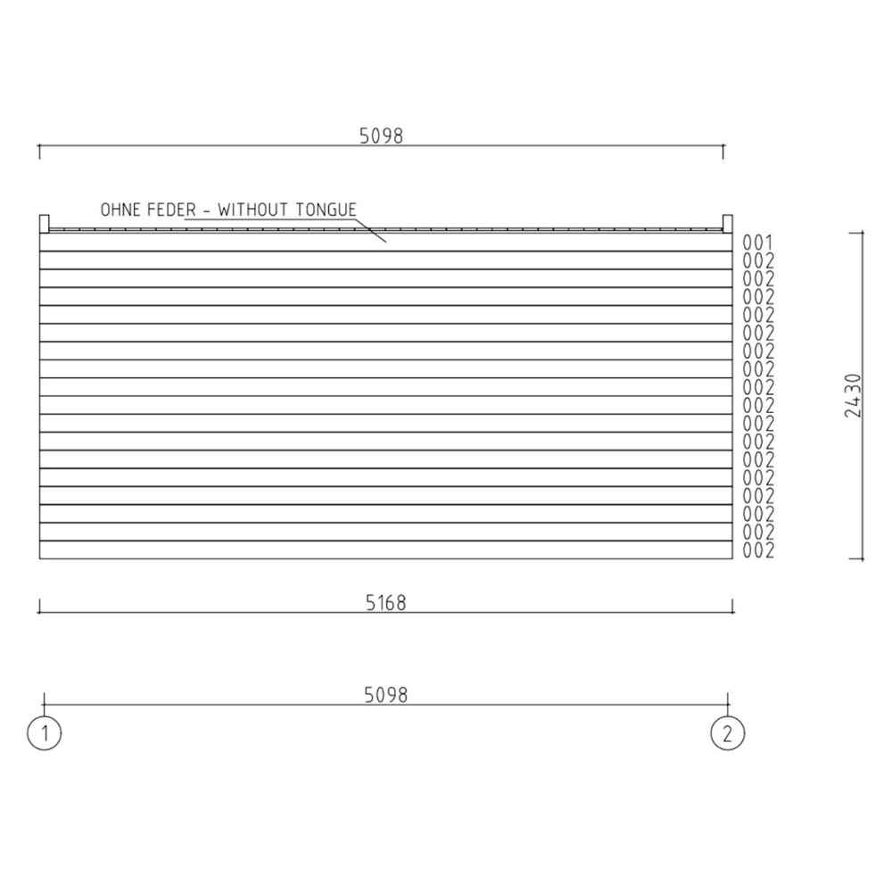 An elevation drawing outlines the side view and height dimensions of the GardenHouse24 USA Q Bic ALU 70F Sauna Garden Room