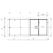 An overhead structural layout drawing displays beam placements and roof outlines of the GardenHouse24 USA Lake House 70A Garden Room in precise detail