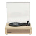 A natural wood finish, clear dust cover, and vintage-inspired front-facing speaker grill define the Crosley Scout Turntable - Natural
