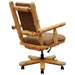 Angled back view of Fireside Lodge Cedar Log Upholstered Executive Chair highlights its log-style armrests, sturdy cedar frame, cushioned seat, and swivel base with casters