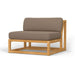 Angled front view displays Westminster Teak Maya Slipper Chair with thick seat and back cushions on a clean white background