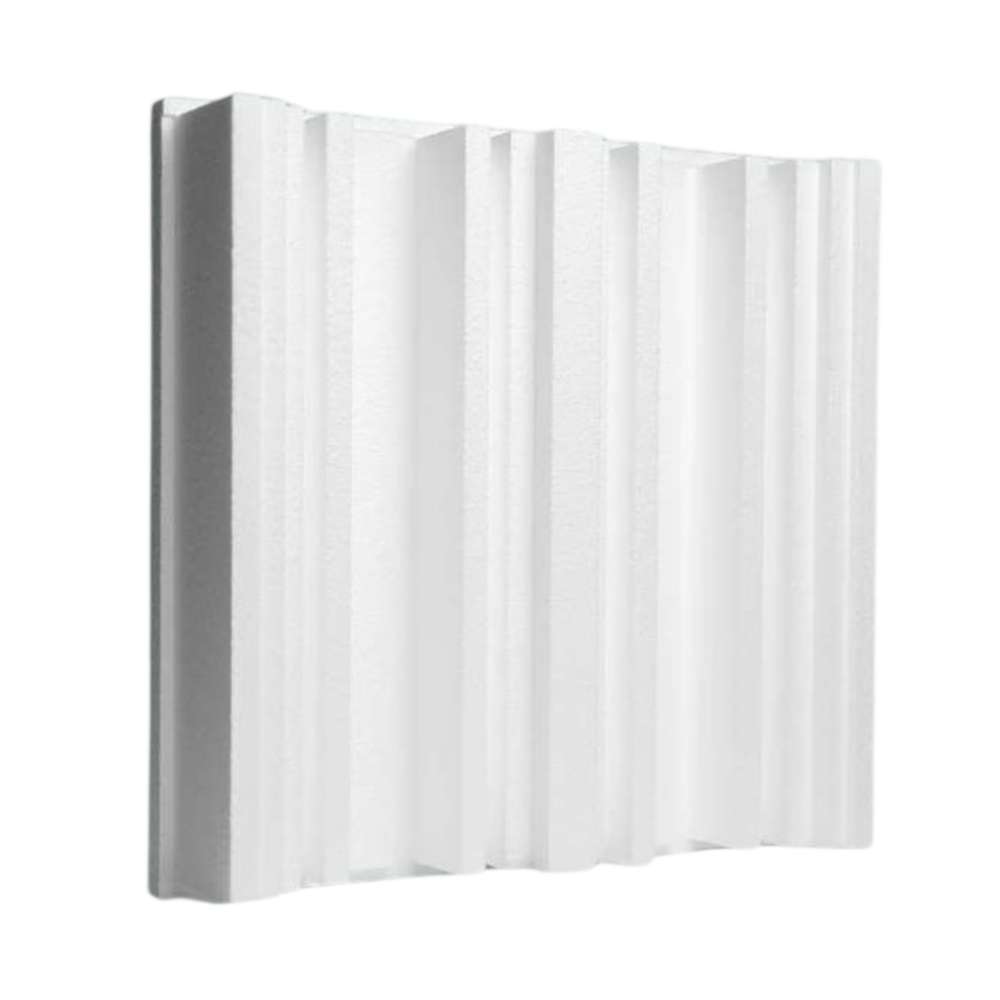 Angled side view of a white GIK Acoustics GridFusor™ Diffuser showing its raised geometric profile for sound diffusion