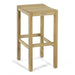 Angled view highlights the smooth teak wood grain and clean lines of Westminster Teak Somerset Backless Bar Stool against a plain white background