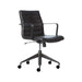 Angled view of Crate & Barrel Graham Black Office Chair with black upholstery and rolling casters
