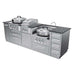 Angled view of Sunstone TexCajun 9ft Outdoor Kitchen Island Package with sink, countertop, and storage drawers
