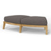 Angled view of Westminster Teak Kafelonia Backless Sofa Sectional highlights curved teak frame and plush gray cushions