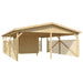 Angled view reveals the double carport space and garden room layout of the GardenHouse24 USA Carport Hugo 44 Garden Room, with modern open fencing