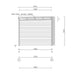 Another blueprint of the GardenHouse24 USA Q Bic ALU 70G Garden Room reveals the side elevation, including structure height and wall measurements
