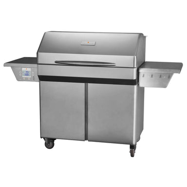 Another angled view of the Memphis Grills Elite Cart ITC3 emphasizes its modern design, functional side shelves, and precision temperature controls