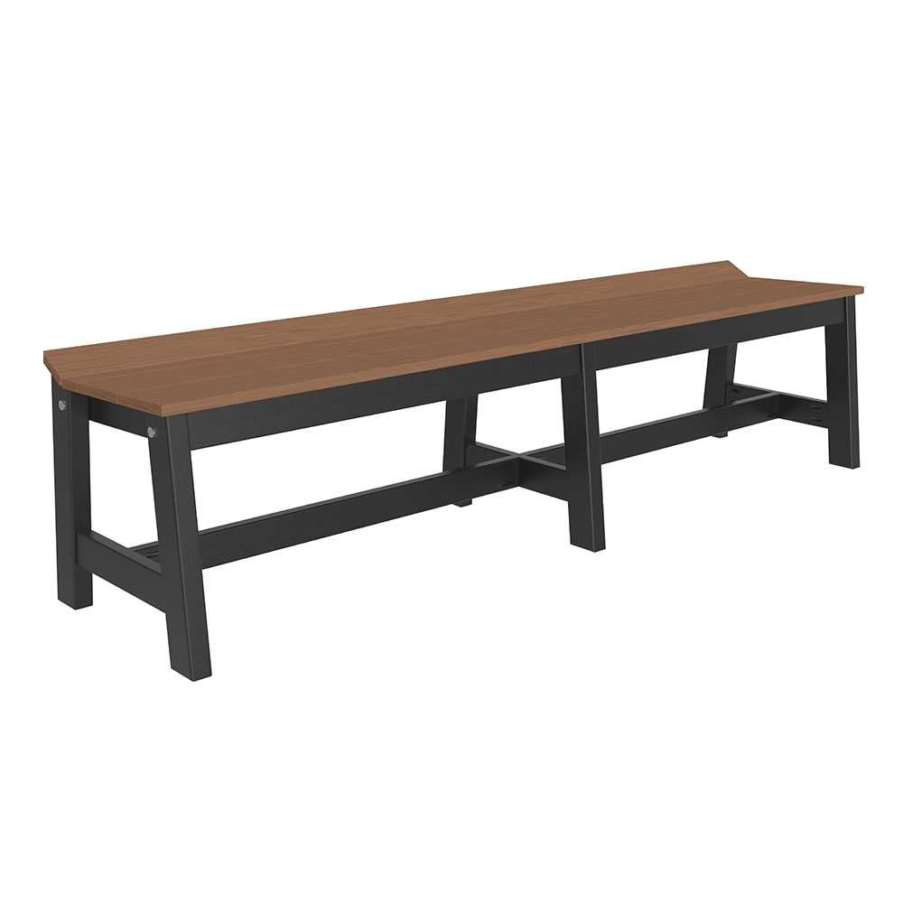 Antique Mahogany and Black LuxCraft Cafe Dining Bench 72