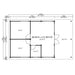 Architectural blueprint of GardenHouse24 USA Hedland 70 Garden Room shows the space divided into four main areas with square footage in feet