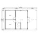 Architectural blueprint of the GardenHouse24 USA Hedland 70 Garden Room shows the space divided into four main areas with exact square footage in feet