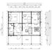 Architectural floor plan of GardenHouse24 USA Mikka 70 Garden Room marks each room’s size, door widths, and wall layout