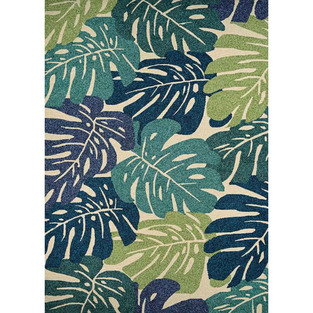 A rectangular version of the Couristan Covington Indoor/Outdoor Rug - Monstera/Cream-Multi showcases its overall leafy layout from top to bottom