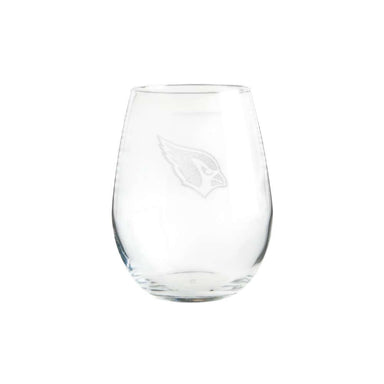 Arizona Cardinals Crate & Barrel NFL Aspen 11.75oz Stemless Wine Glass, Set of 4 featuring an etched Cardinals bird-head logo on clear glass