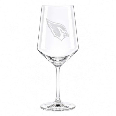 Arizona Cardinals Crate & Barrel NFL Tour 18oz Red Wine Glass, Set of 4 featuring the Cardinals bird-head logo etched on a clear stemmed wine glass