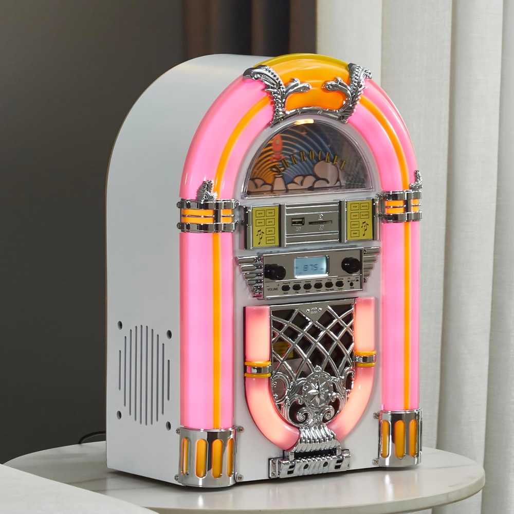 Athena Mini Jukebox / CD Player Speaker (Pink/White) | Freedom