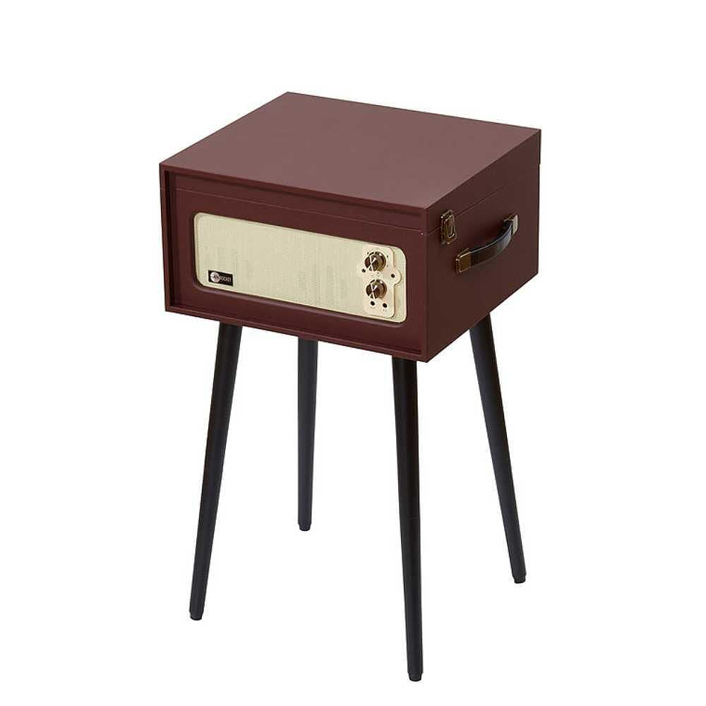 Arkrocket Discovery II Console 3-Speed Bluetooth Record Player with Legs (Brown) shown with the lid closed